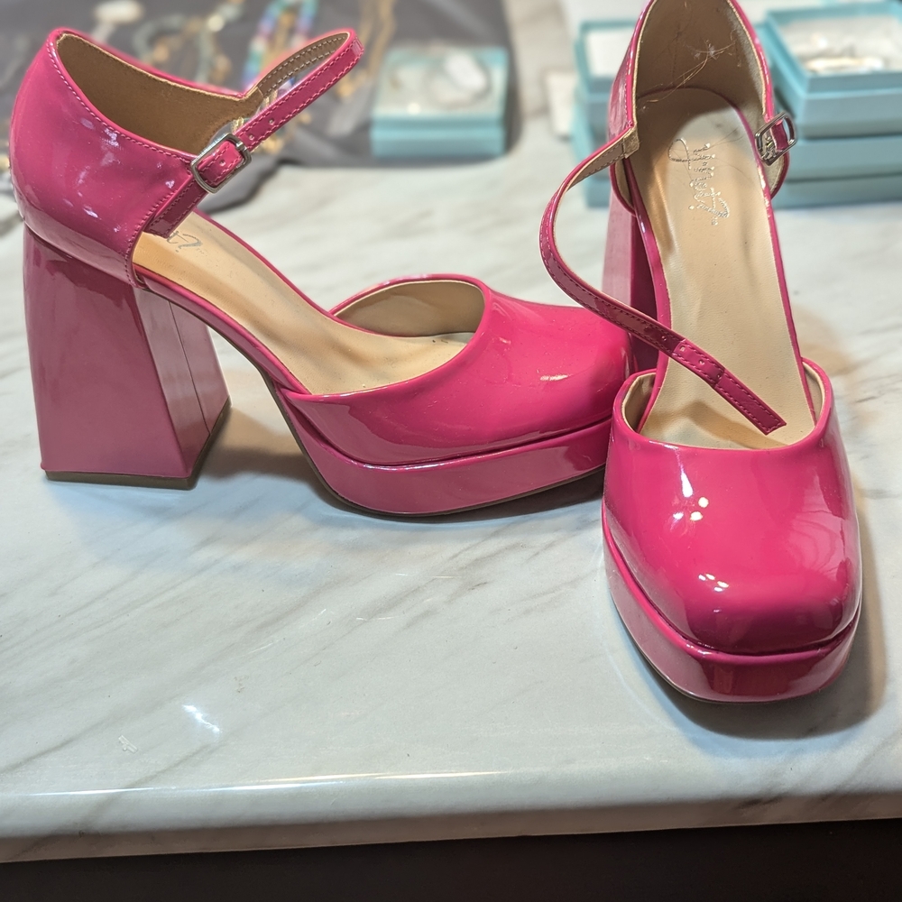 Pink Patent Leather Platform Heels